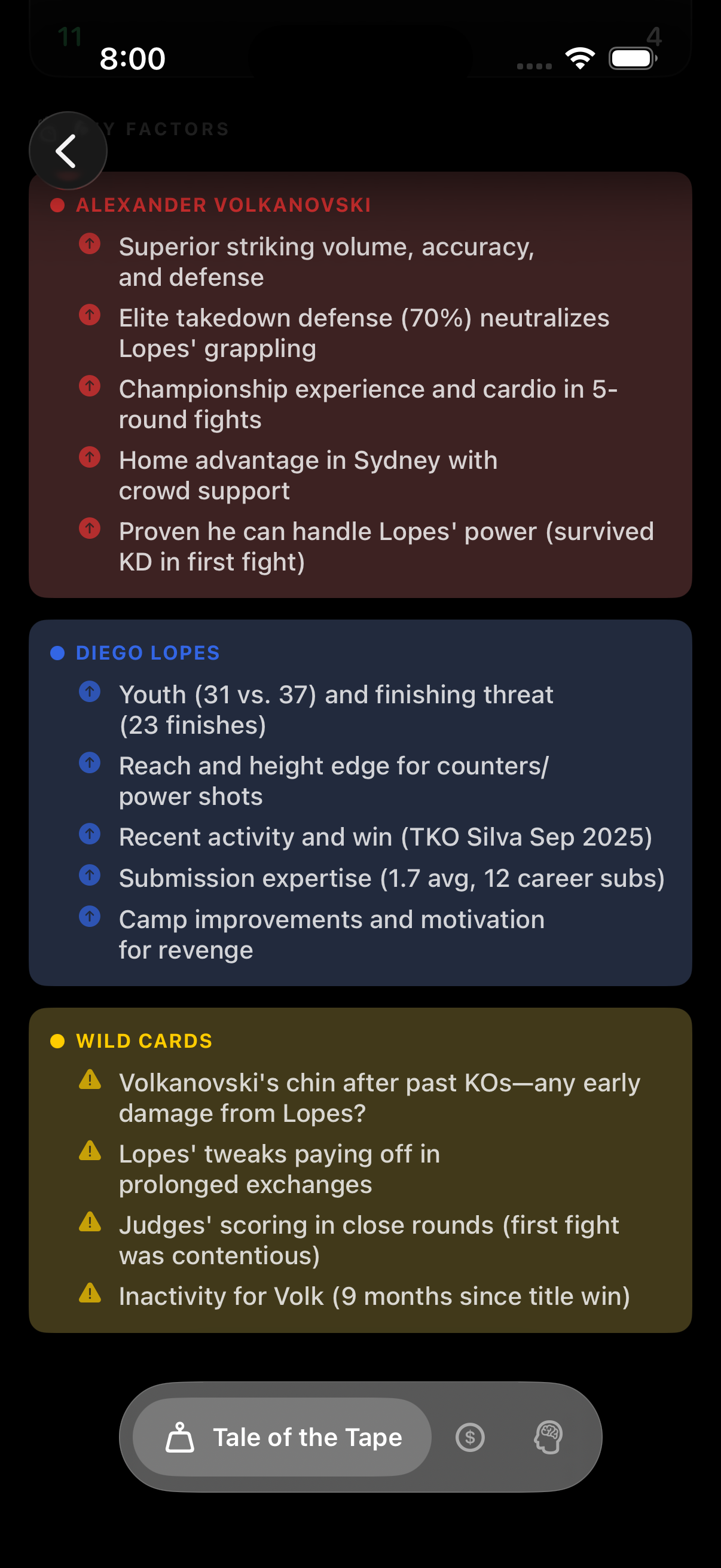 Fight Details - Fighter Matchup
